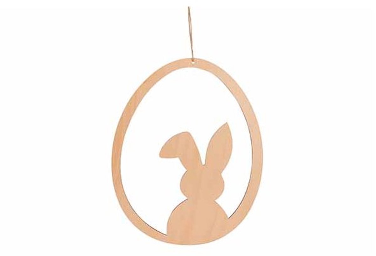 Ei Hanger Open Rabbit Beige 16x,3xh20cm Ovaal Hout