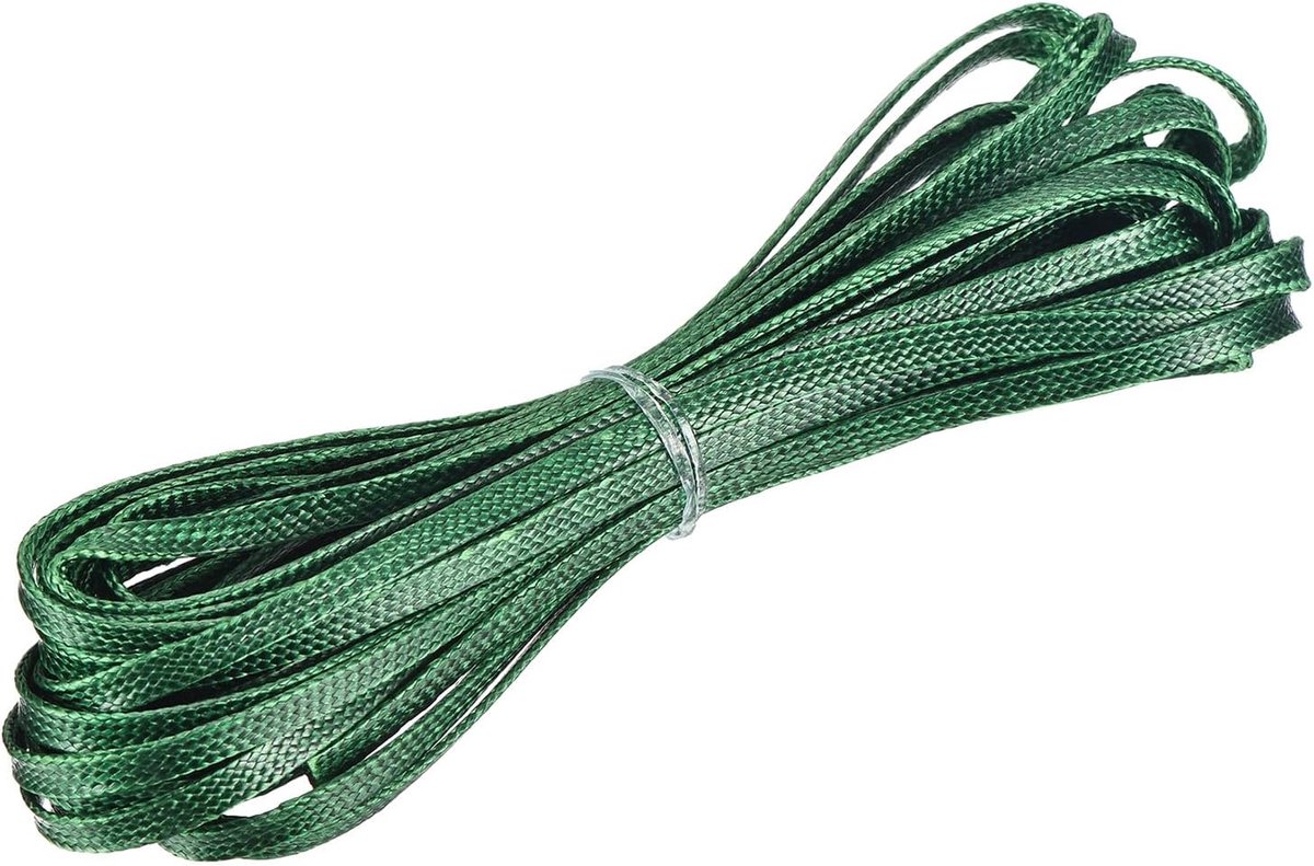Platte gewaxte draden, 5 yard 4 mm lederen naaigaren polyester gewaxt koord voor handnaaien, weven, armband, halsketting, doe-het-zelf handwerk, groen