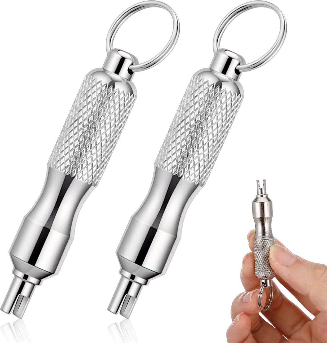 2 Stks Valve Core Removal Tool Sleutelhanger Valve Stem Core Remover Rvs Band Kleppen Stam Tool Draagbare Kleppen Removal Tools Reparatie Accessoires Voor Auto Fiets Motorfiets Reparatie