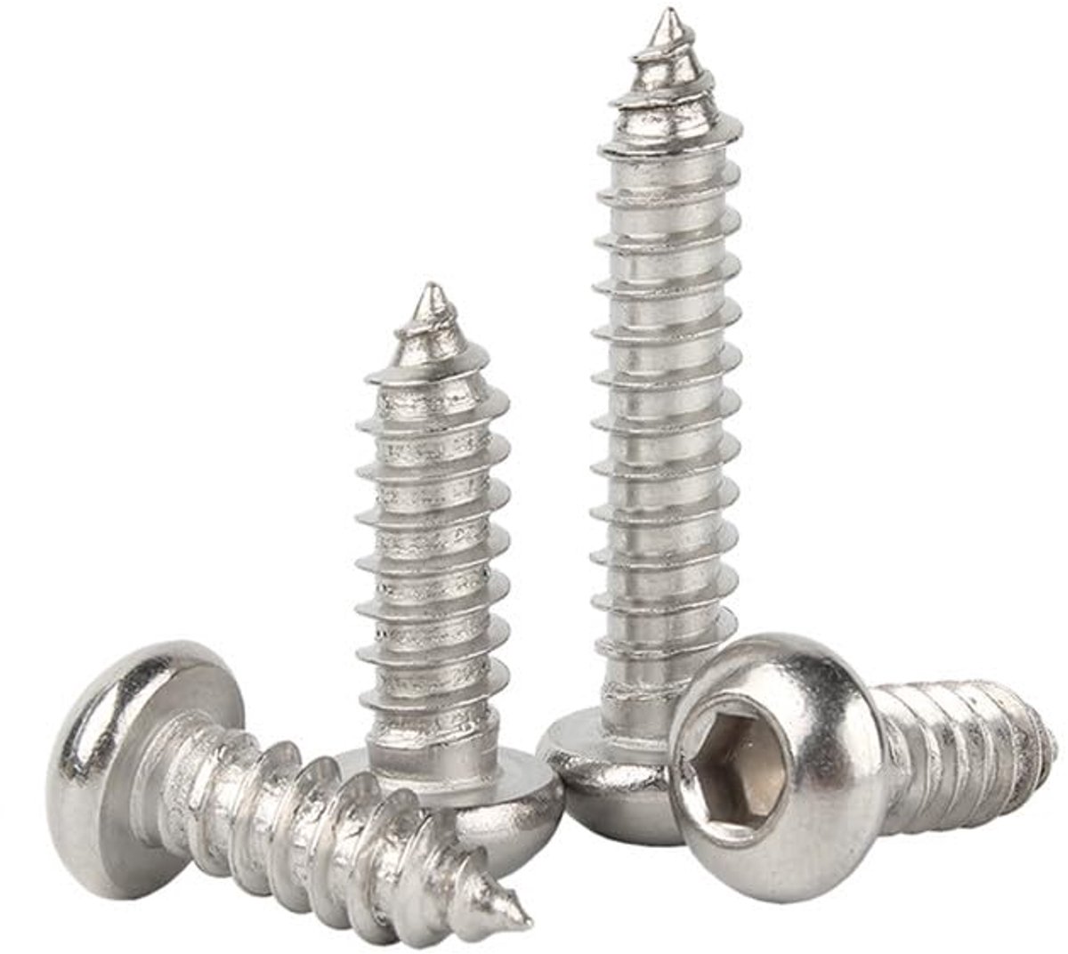 x 30mm 20 Pcs Roestvrij staal 304 Ronde kop Intern Zeskant Zelftappende schroeven Pan hoofd Puntige staart Zelfborende Houtschroeven