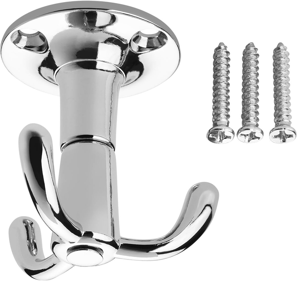 Coathook rotatable 53 mm - aluminium chroom - 3 haken - ideaal voor plafondmontage - SnelShoppen