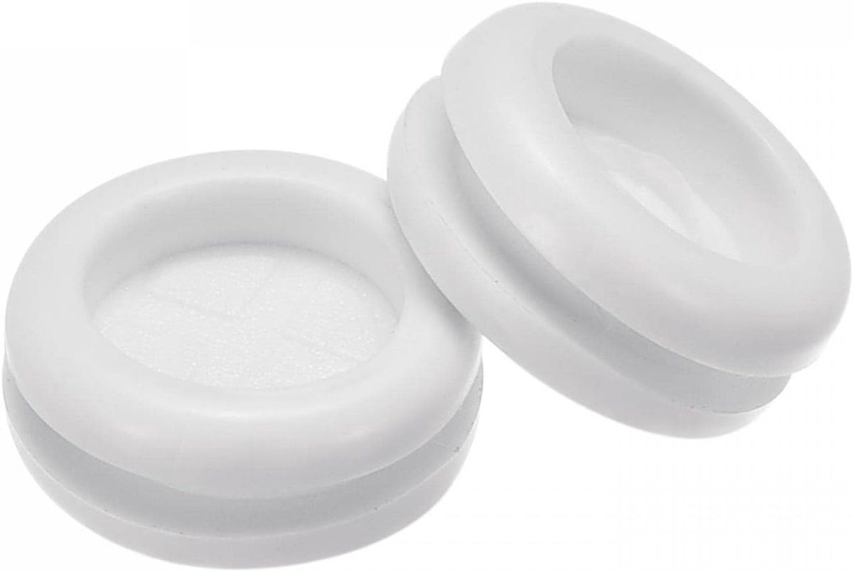 sourcing map Verpakking van 10 rubberen tuithouders, rond, dubbelzijdig voor draadbescherming, 16 mm, wit