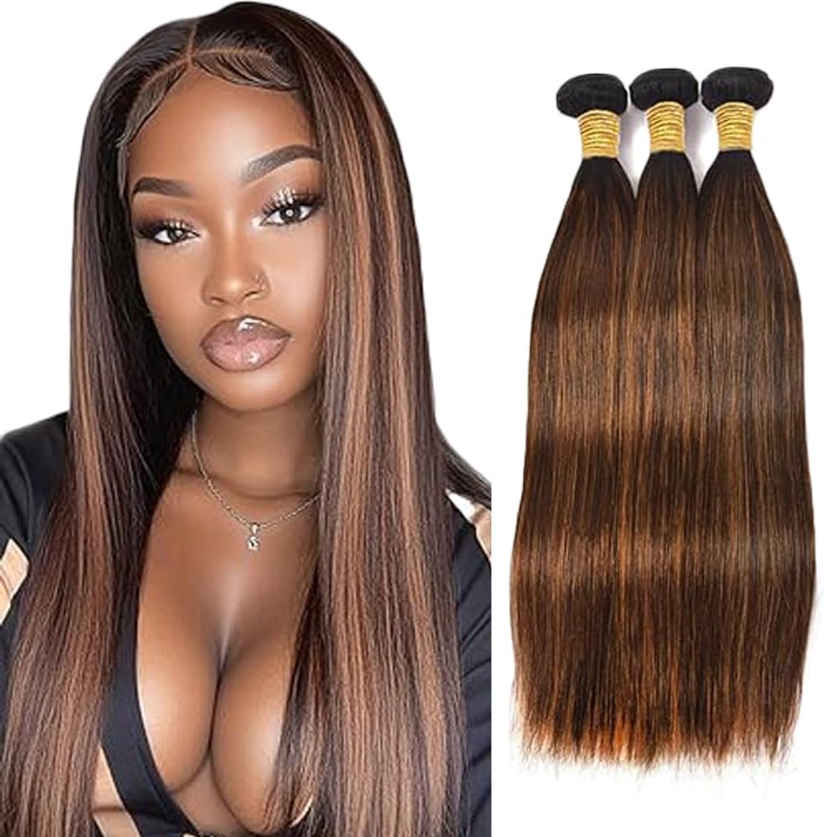 Dames Bundles Human Hiar Unprocessed Brazilian VirginStraight Human Hair Extensions P430 Highlight Brown Mensliches Haar Bundle With Minimal Shedding Hair 22 24 26 Inch