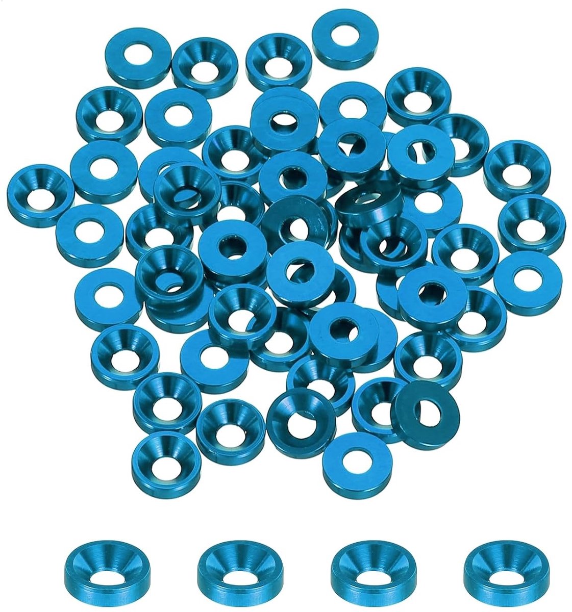 50 stuks M3 verzinkschijven, 8 mm geanodiseerde aluminiumlegering, kopafdichtingen voor schroeven RC/FPV/PC/drone/mechanische accessoires, modelonderdeel, lichtblauw