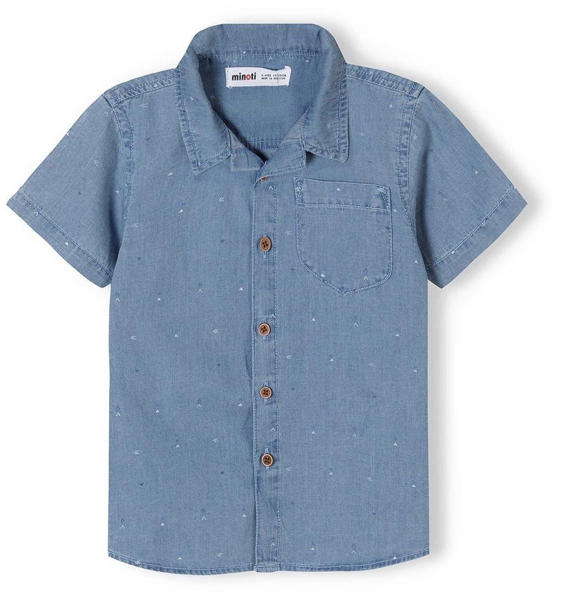 Minoti SAVE5 jongens overhemd denim korte mouw - 100% katoen