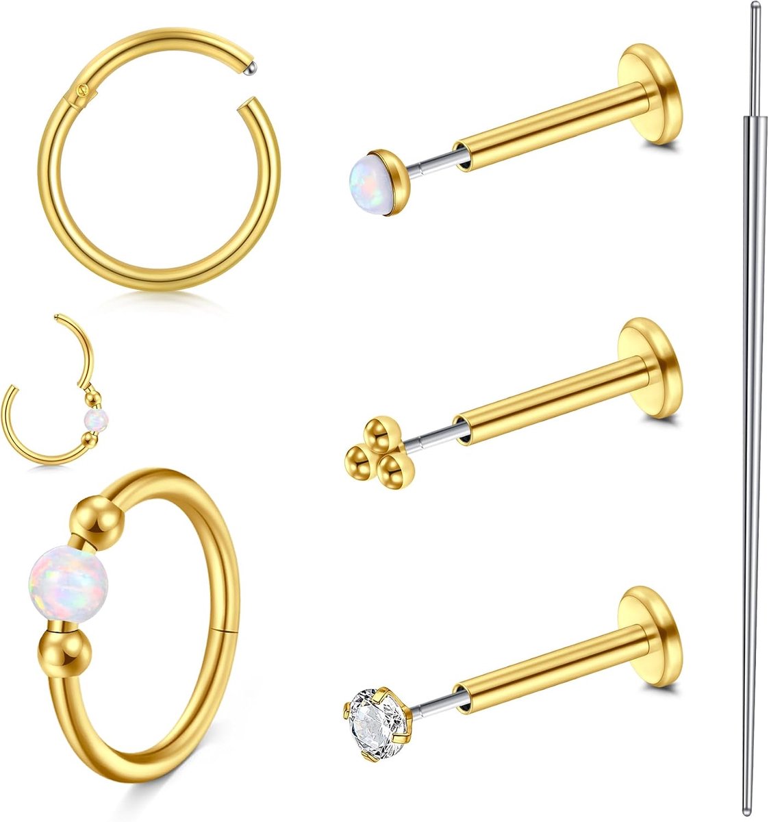 Tragus-Piercing Septum-Piercing-Sieraden Oorbel-Studs Vrouwen: 20g RVS Tragus Piercing Sieraden 6/8/10mm Inclusief Piercing Gereedschap