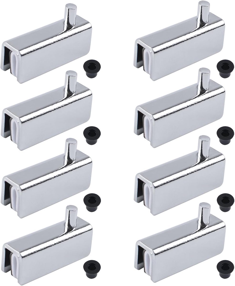 deur scharnier, 8 stuks frameloze glazen deur scharnieren, verstelbare kast scharnier clip vervangende kit, geschikt voor 3-6 mm vrij zwaaiend glas (chroom kleur)
