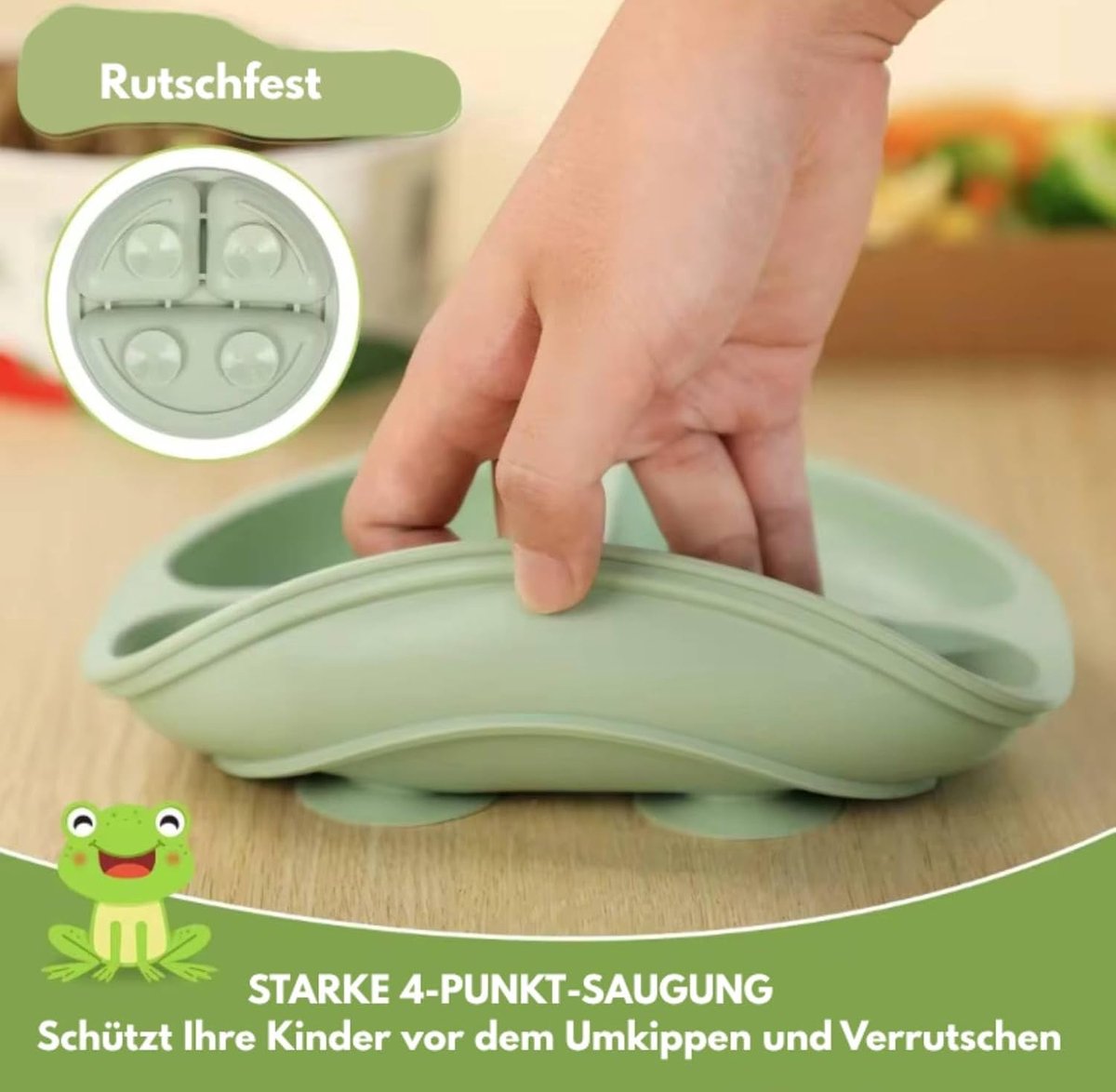 6-delige siliconen babyserviesset, BPA-vrij, antislip bord en kom, slabbetje, drinkbeker met rietje en bestek, babyled-weekset