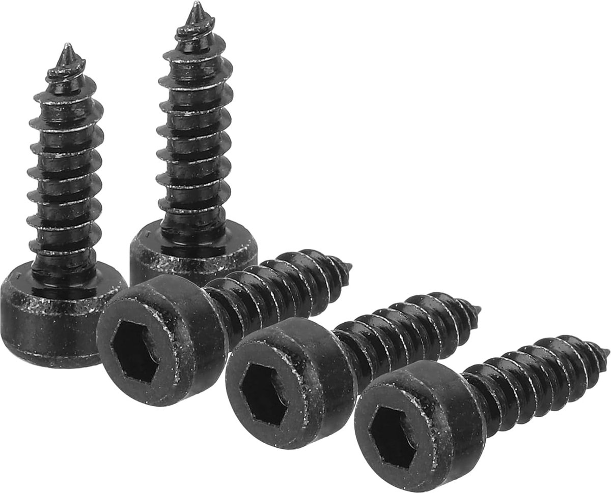 M4 zeskantige plaatschroef, 50 stuks M4 x 14 mm, roestvrij staal 304, zelftappende schroeven met zeskantkop, zeskantaandrijving, zelftappende punt - zwart