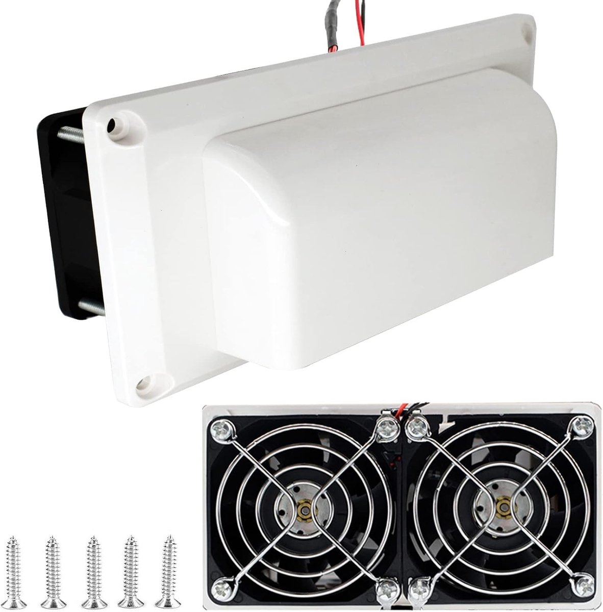 Ventilator voor caravans, 15 W, 12 V, zijventilator voor caravans, campers, caravans, geluidsarm, wit