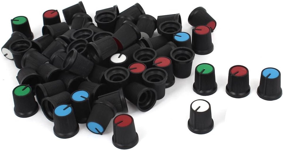 sourcingmap 60 stuks 6mm gekartelde as potentiometer roterende knop doppen 15mmx15mm