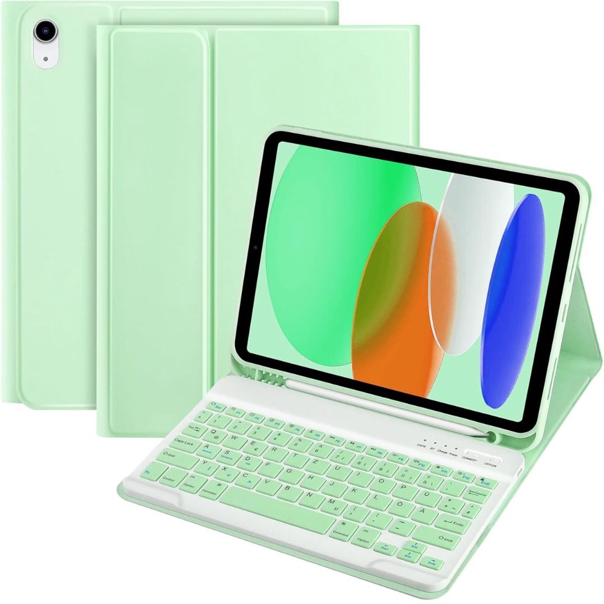 NIVA® Ipad Hoes met Toetsenbord - Beschermhoes met Toetsenbord voor Ipad 11e/10e Generatie - Toetsenbordhoes voor Ipad - Groen - 26cm x 21cm x 2cm