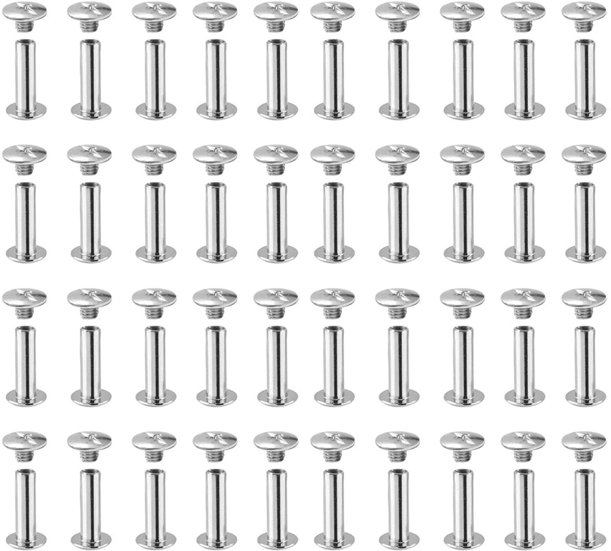 50 stuks meubelschroeven, verbindingsschroeven met schroefdraad, verbindingsschroeven met huls van vernikkeld staal voor dik hout