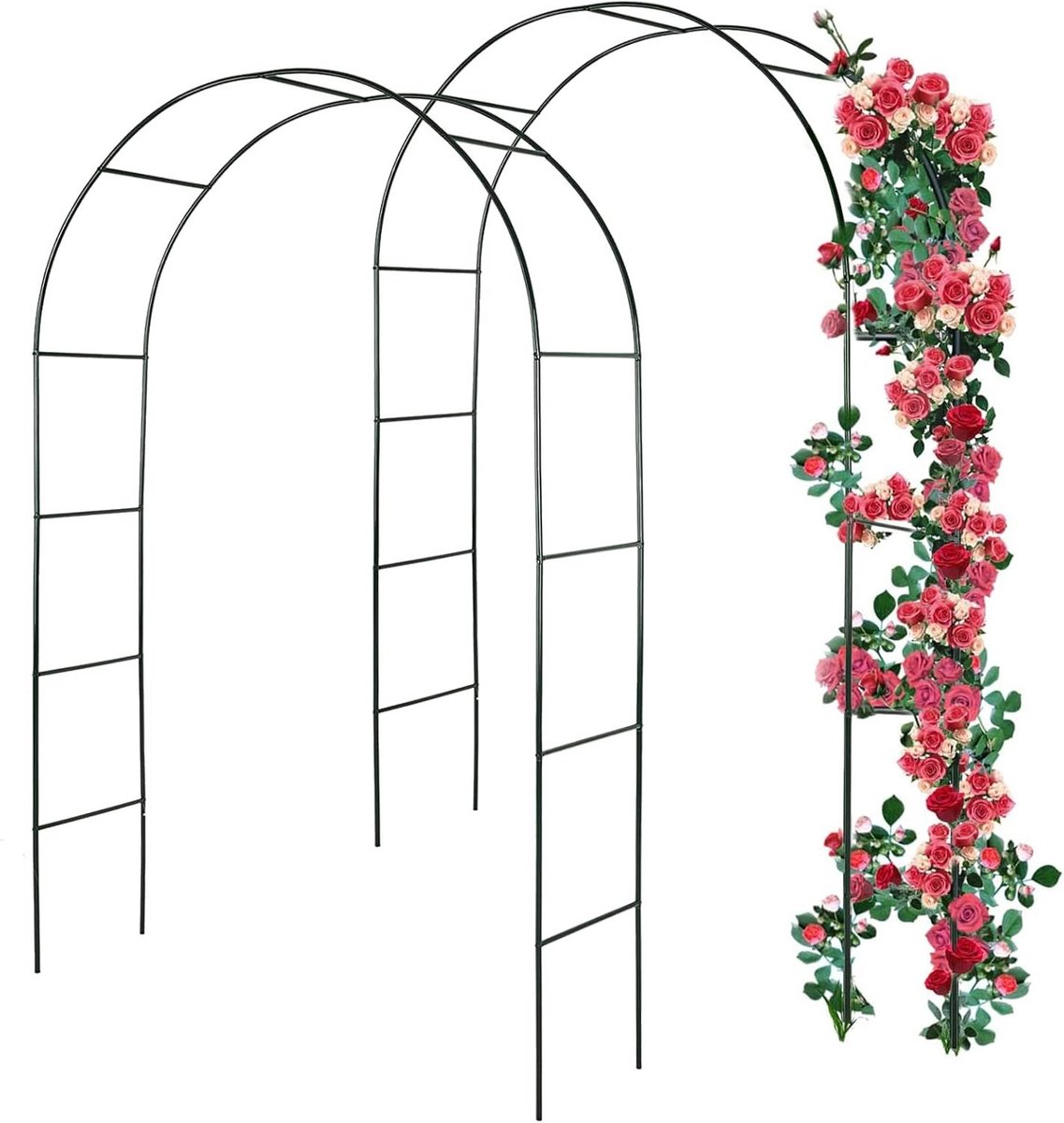 Rozenboog Tuinboog - Klimhulp Boog - Planten Ondersteunen - Gepoedercoat Staal - 240 cm x 140 cm - Zwart