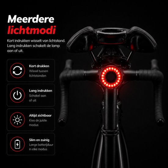 Wieport Fietsverlichting voor en achter - 800 Lumen LED Voorlamp & Achterlicht - Oplaadbaar — afbeelding 3