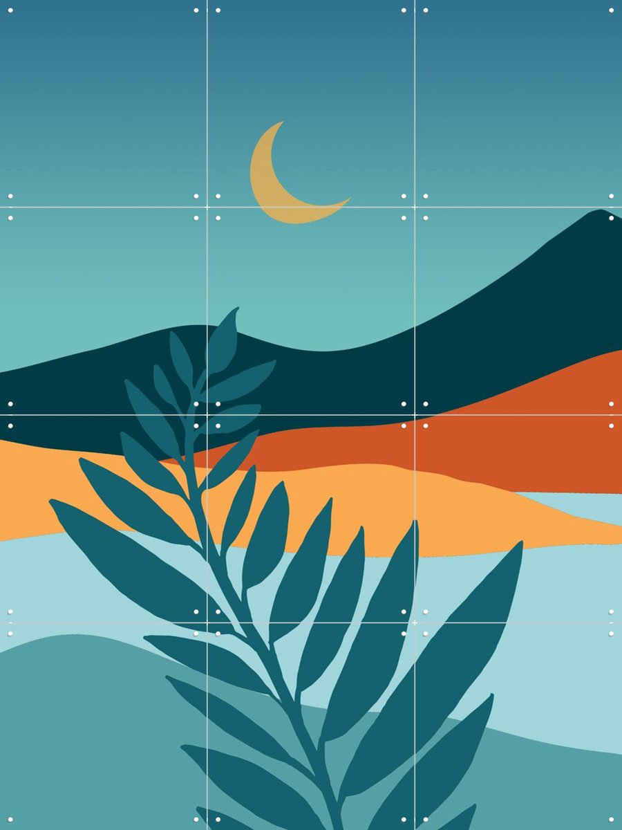 IXXI Mediterranean Twilight, Kristian Gallagher & Various - 60 x 80 cm - Gratis ophangtool - Grote wanddecoratie en posters - Kleurrijk, Digitale