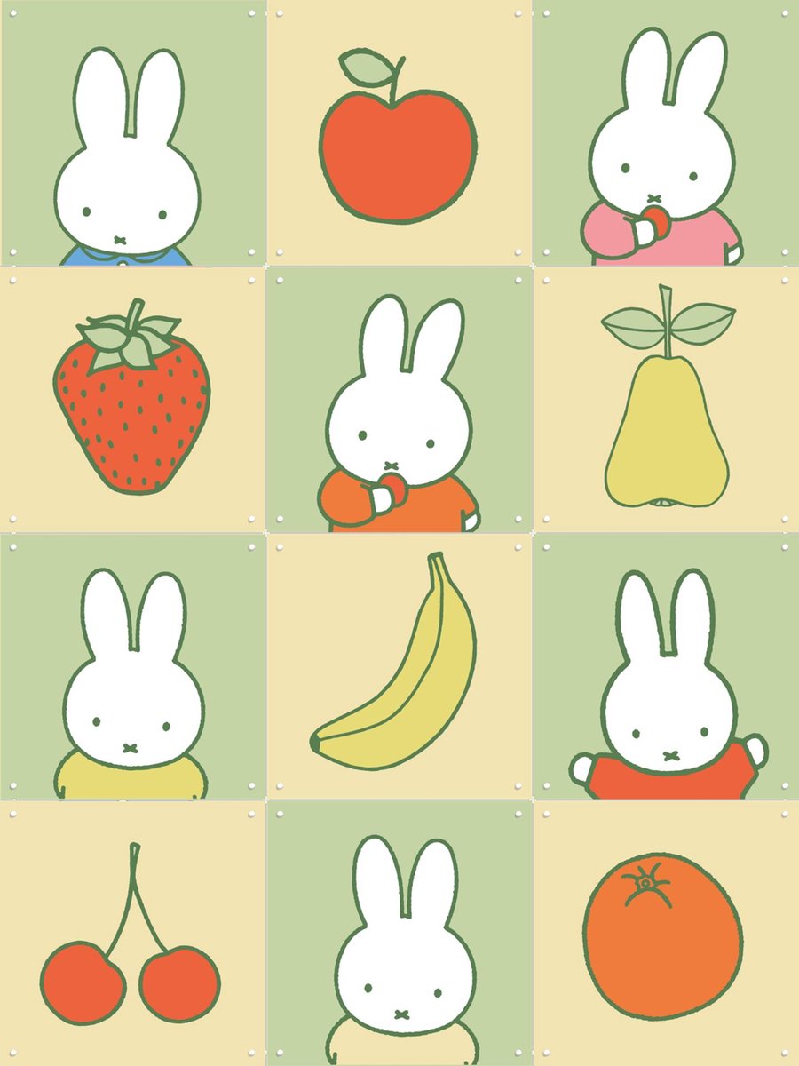IXXI Nijntje Fruit Collagebox, Nijntje - 60 x 80 cm - Gratis ophangtool - Grote wanddecoratie en posters - Cartoonesk, Speels, Kinderkamer, Babykamer