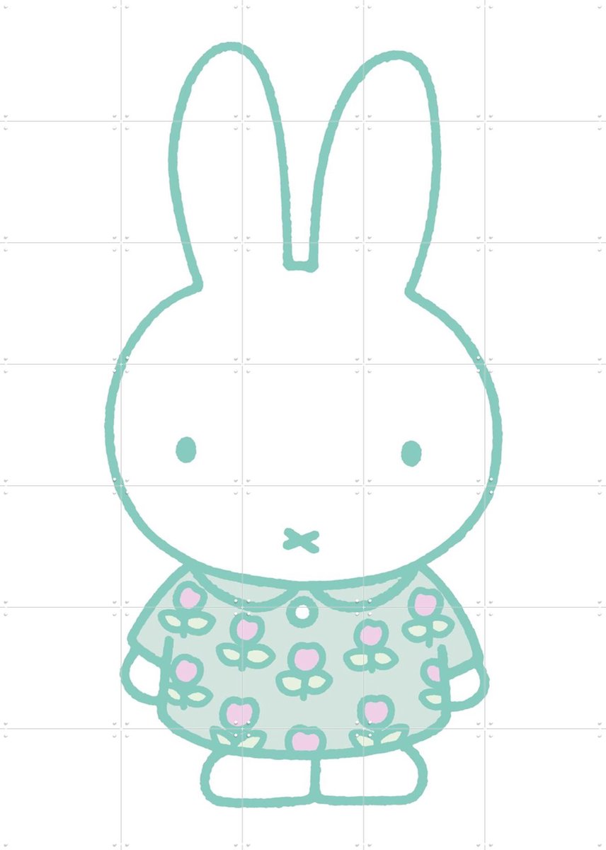 IXXI Nijntje met Tulpenjurk Mintgroen, Nijntje - 100 x 140 cm - Gratis ophangtool - Grote wanddecoratie en posters - Speels, Fantasierijk