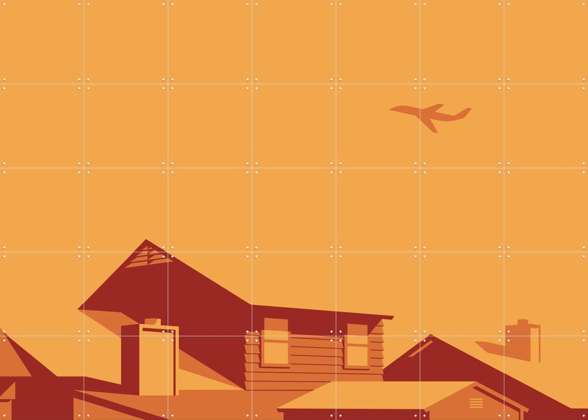 IXXI Rooftops Day, Tim Lautensack - 140 x 100 cm - Gratis ophangtool - Grote wanddecoratie en posters - Modern, Minimalisme, Digitale Kunst