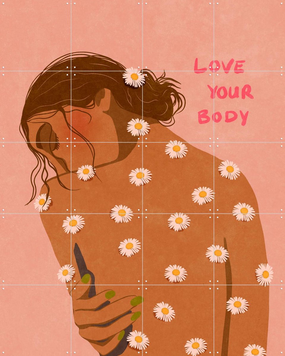 IXXI Love Your Body, Raissa Oltmanns - 80 x 100 cm - Gratis ophangtool - Grote wanddecoratie en posters - Fantasierijk, Cartoonesk, Digitale Kunst