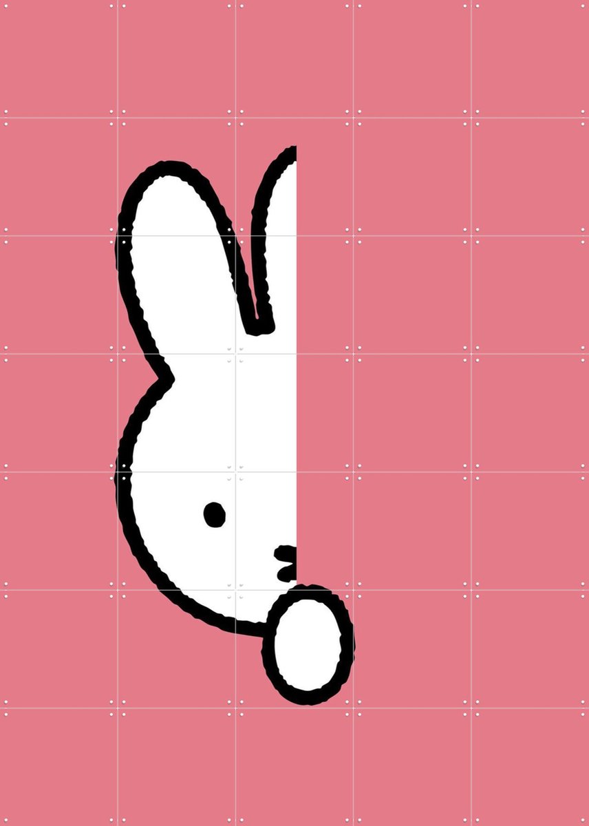 IXXI Nijntje Verstoppertje Roze, Nijntje - 100 x 140 cm - Gratis ophangtool - Grote wanddecoratie en posters - Speels, Illustraties, Cartoonesk