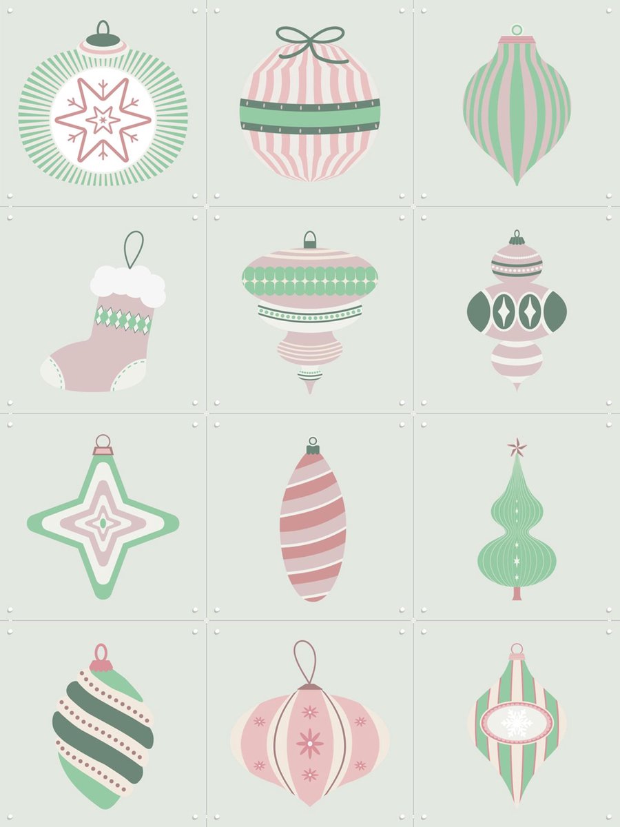 IXXI Kerst Pastel Collagebox, IXXI - 60 x 80 cm - Gratis ophangtool - Grote wanddecoratie en posters - Digitale Kunst, Pop art, Fantasierijk