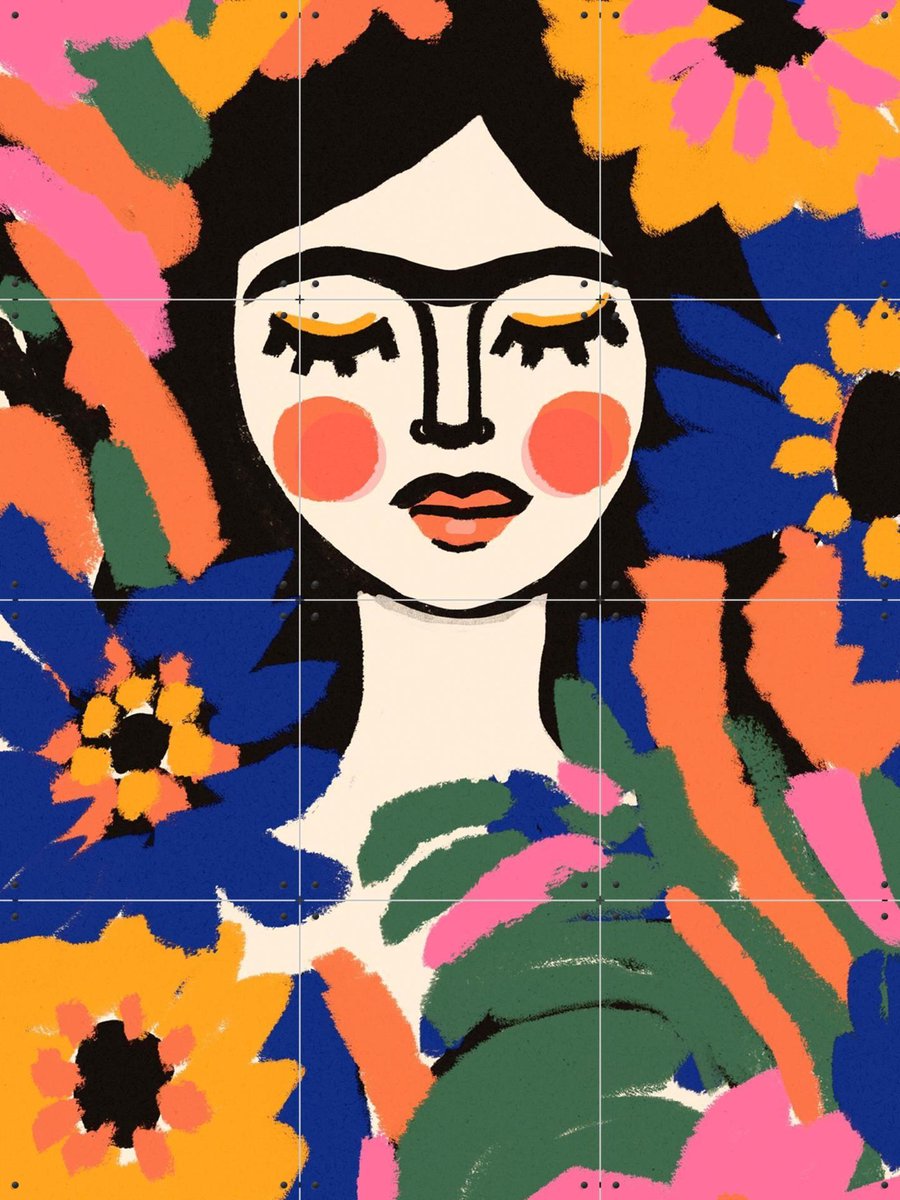 IXXI Floral Serenity, Treechild & Various - 60 x 80 cm - Gratis ophangtool - Grote wanddecoratie en posters - Speels, Digitale Kunst, Kleurrijk