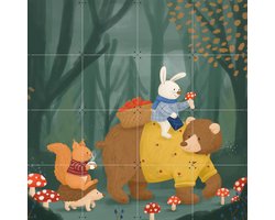 IXXI Autumn Forest, Studio Phie - 80 x 80 cm - Gratis ophangtool - Grote wanddecoratie en posters - Fantasierijk, Illustraties, Cartoonesk, Speels