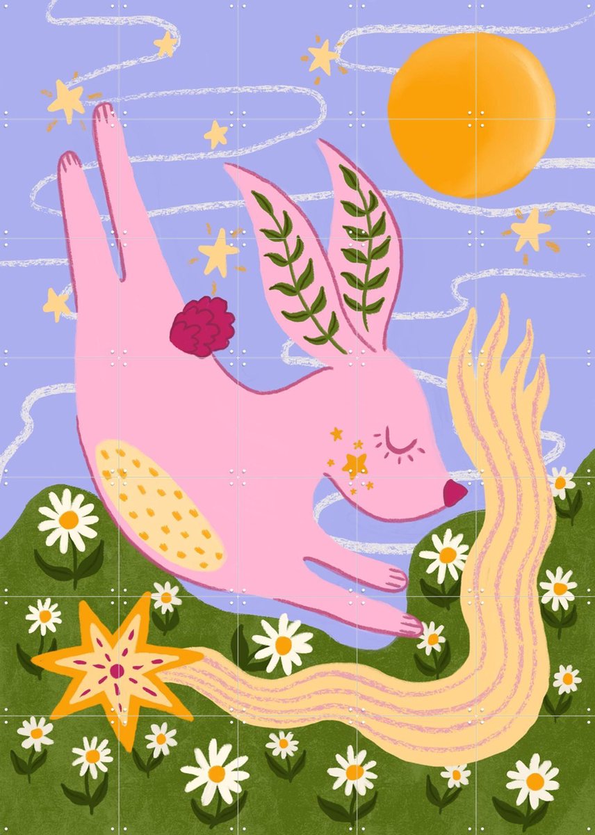 IXXI Don't Hurry, Kirsten Blom Art & Illustration - 100 x 140 cm - Gratis ophangtool - Grote wanddecoratie en posters - Surrealisme, Speels