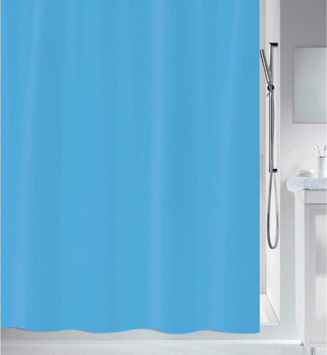 Spirella Bio Ciel Douchegordijn 180x200 cm – PEVA Douchegordijnen Waterdicht – Licht Hemeldesign voor Douche en Bad