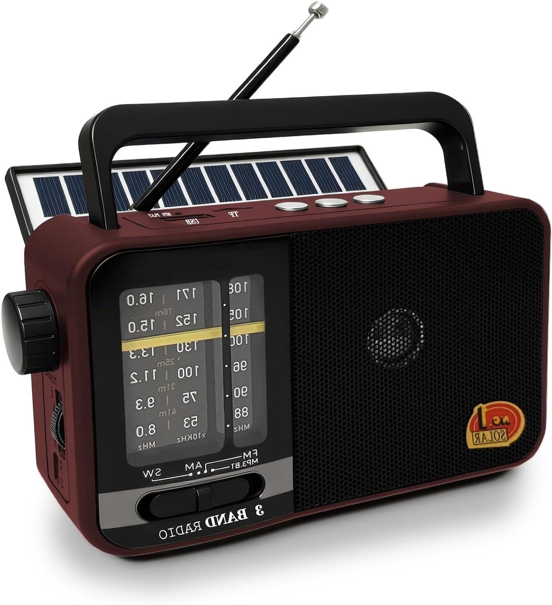 Draagbare Radio - Suitcase Radio - Outdoor Avonturen - Met Zonnepaneel - 1200 mAh Batterij - Rood