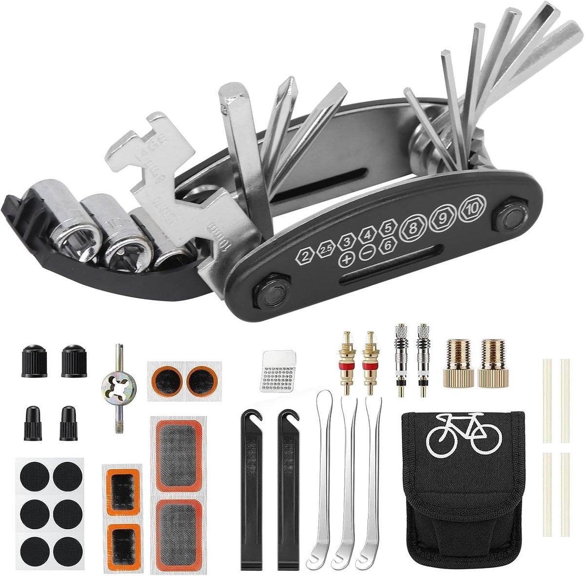 Fietsreparatieset - Multicolor - Compact - 16-in-1 Multitool met Accessoires - Voor Fietsers