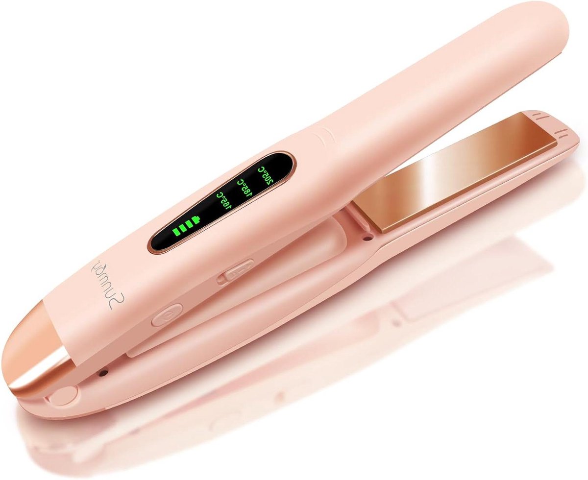 Draadloze Stijltang - Reis Stijltang Krultang - Haar Stylen - 2-in-1 Functie - 21.5 cm - Roze