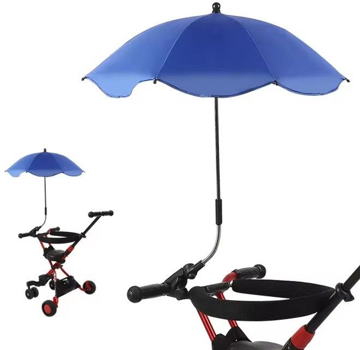 LISM-Universele zonnekap voor kinderwagen, UPF 50+ zonbescherming, verstelbaar, met clip - donkerblauw.