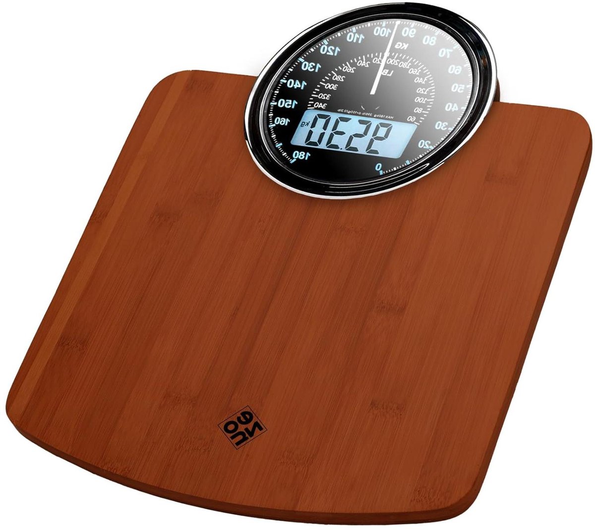 Persoonlijke Weegschaal Hybride - Digitale Analoge Weegschaal - Gewicht Meten - Dubbele Weergave - Tot 180 kg - Donker Hout