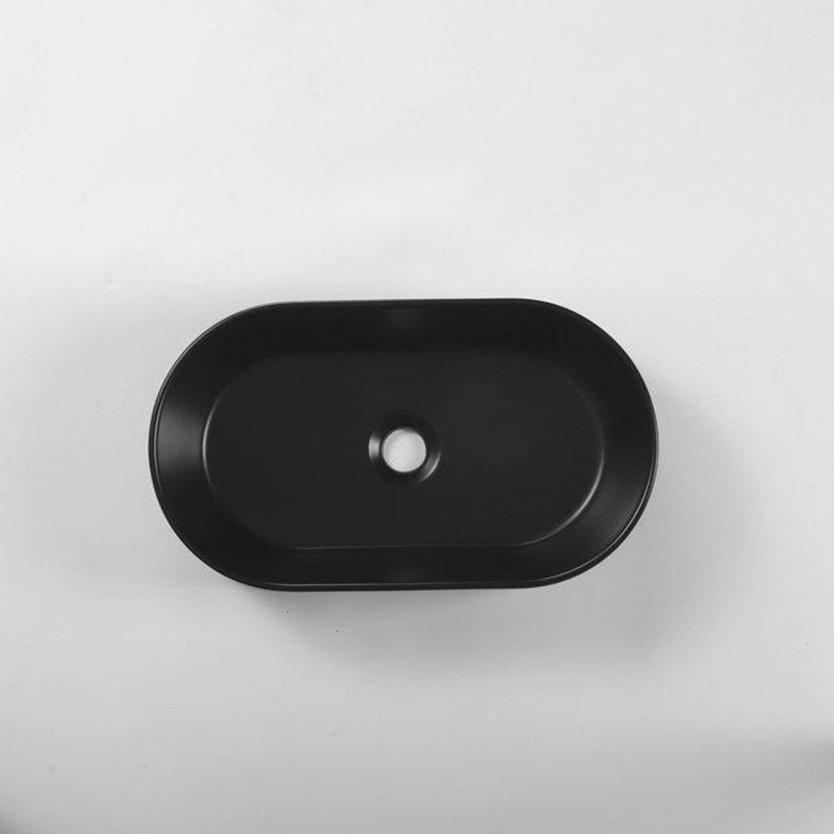 FugaFlow Eccelente Pietra Waskom - 52x31x12cm - ovaal - keramiek - mat zwart