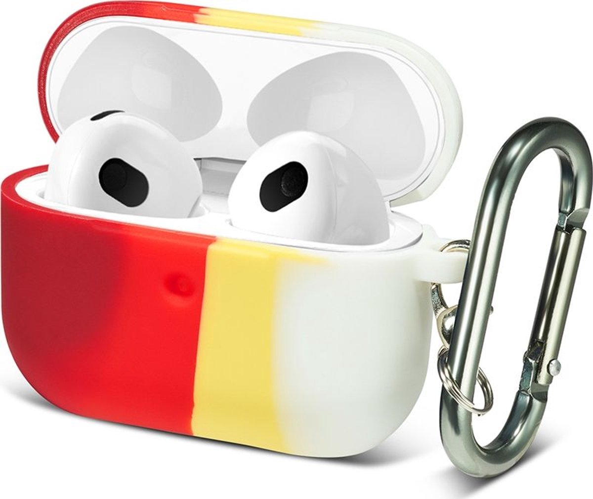 Mobigear Hoesje geschikt voor Apple AirPods 3 Hoesje Flexibel Siliconen | Mobigear Colors - Wit / Rood / Geel