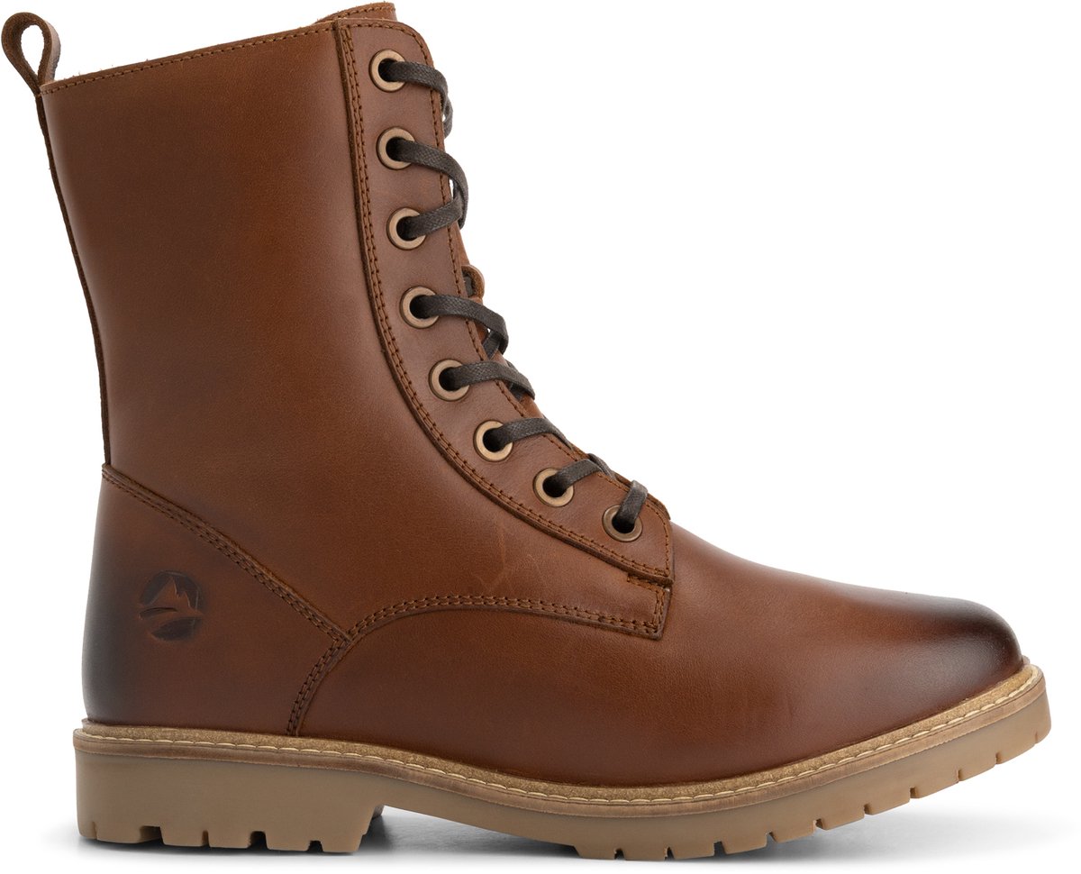 Travelin’ Trysil Dames Veterboots met rits Wol gevoerd Cognac Bruin