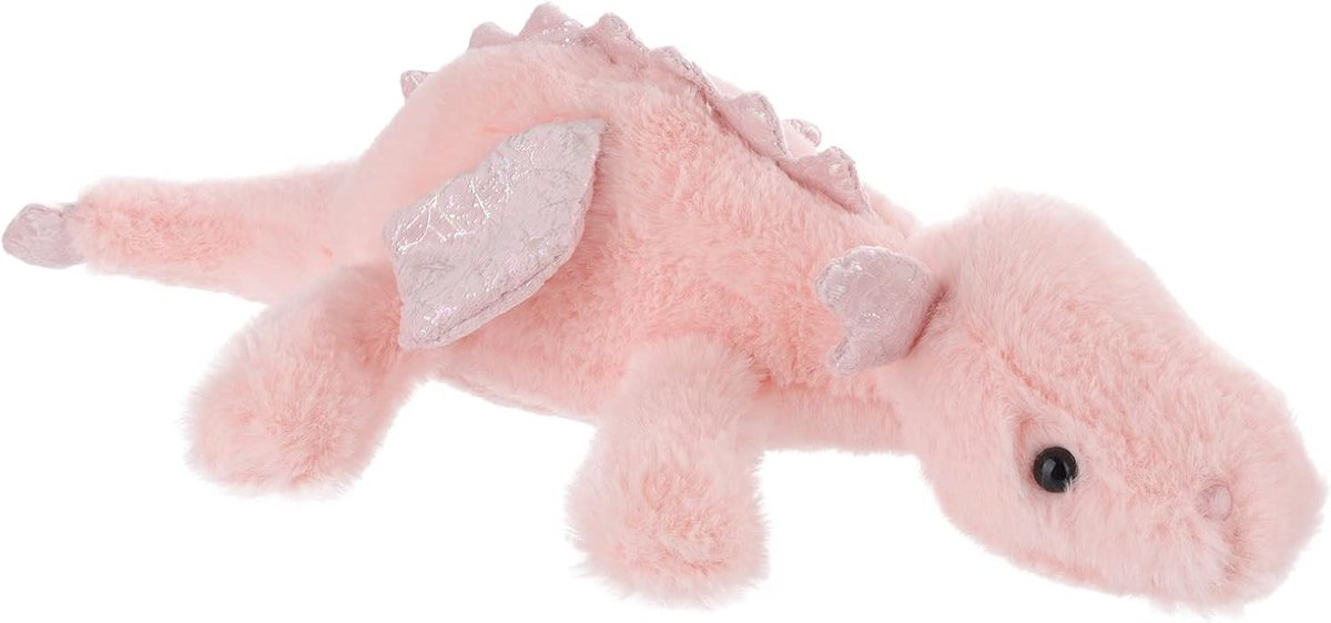 Lamb Knuffeldier, liggende draak, 38 cm, draak, pluche speelgoed, zacht en wasbaar, cadeau voor kinderen, baby's, meisjes en jongens (kleur: roze)