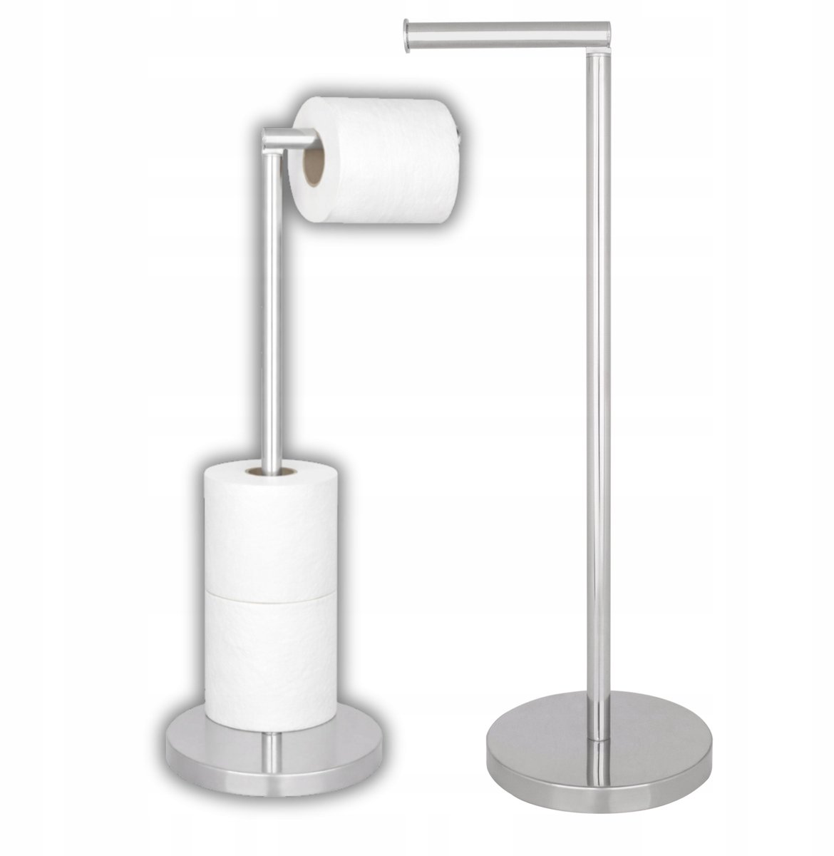 Vrijstaande Toiletrolhouder - Zilver Metaal - Met Reserve Rolhouder