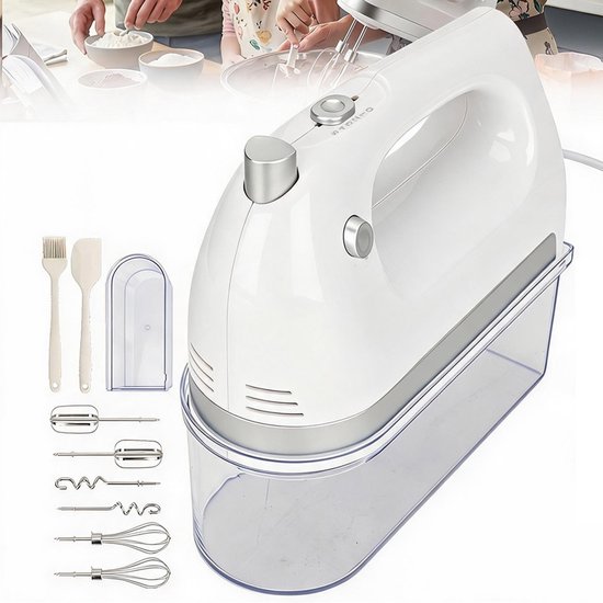Elektrische Handmixer - 400W Keukenmixer - 5 Snelheidsstanden met Turbofunctie - Volledig Koperen Motor met Snelle Warmteafvoer - 304 RVS Kloppers en Deeghaken - Licht Ergonomisch Ontwerp - Voor Bakken, Deeg, Beslag, Room en Eieren — afbeelding 5