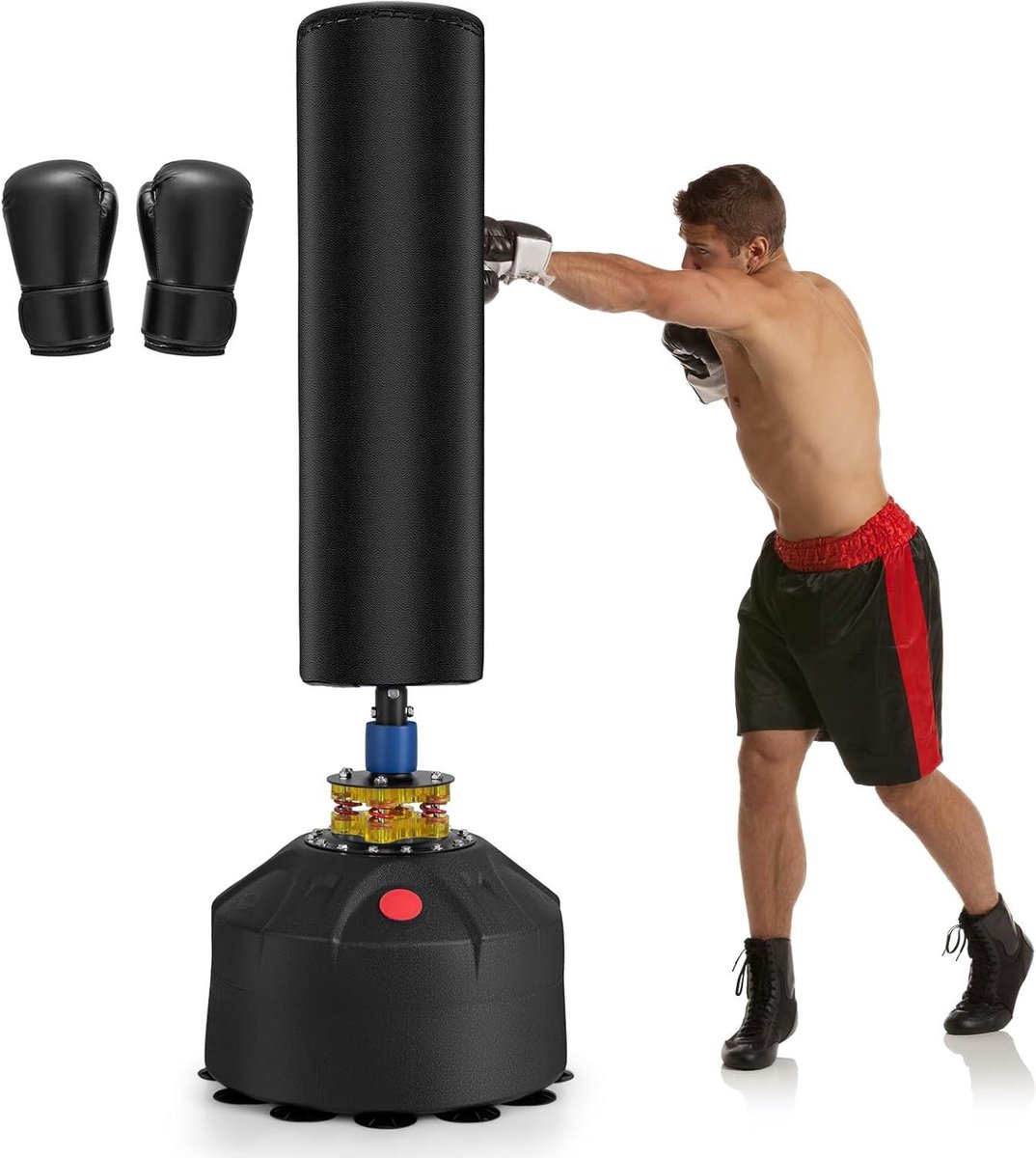 Staande Bokszak - Kickboks Set - Thuis Sporten - Met Zuignappen - 173 cm - Zwart