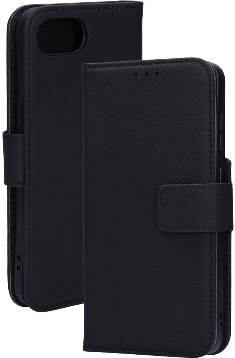 Mobiparts Telefoonhoesje geschikt voor Apple iPhone 17e Hoesje Echt Leer | Mobiparts Bookcase Portemonnee | Pasjeshouder voor 3 Pasjes | Telefoonhoesje voor Pinpas / OV Kaart / Rijbewijs - Zwart