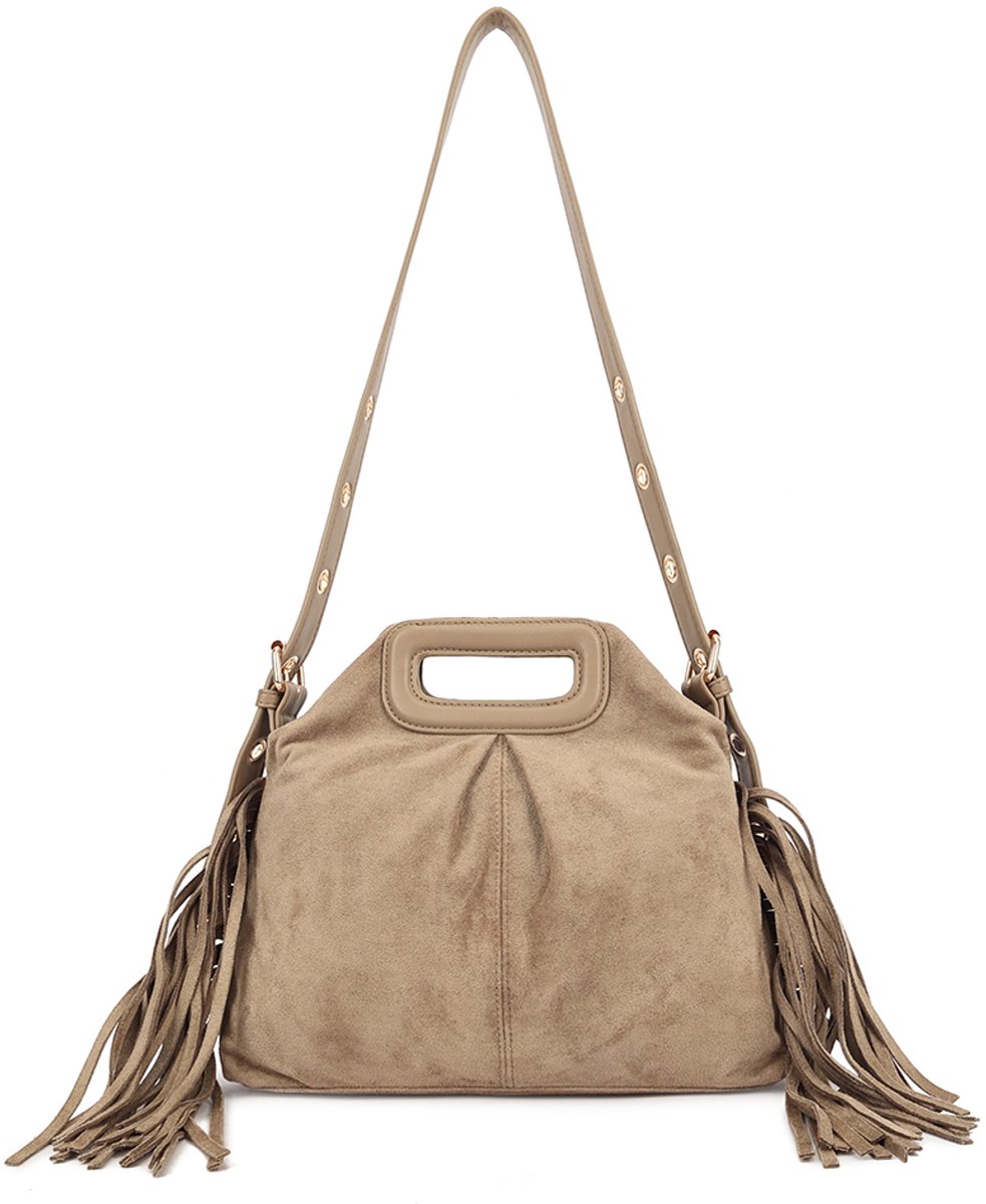 Giuliano kunstlederen suede schoudertas Hilde - Dames - Taupe