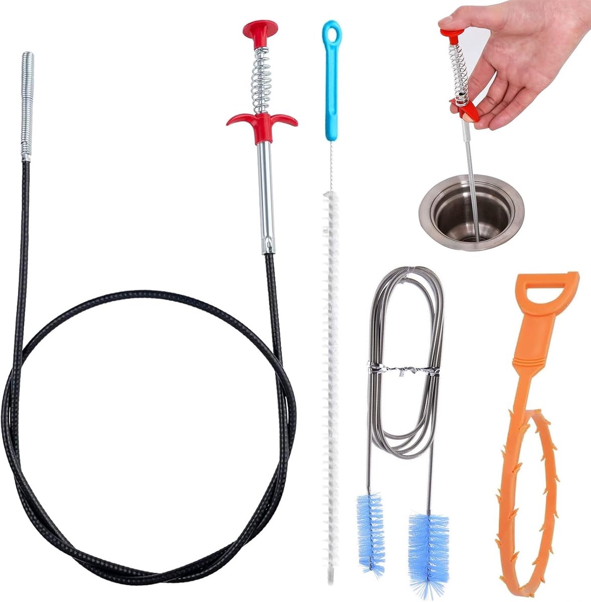SnelShoppen - Drain Ontstopper en Reinigings Tool - Multifunctionele Afvoer Ontstopper, Sanitair Ontstoppen Tool voor Badkamer Douche Keuken Plug Gat