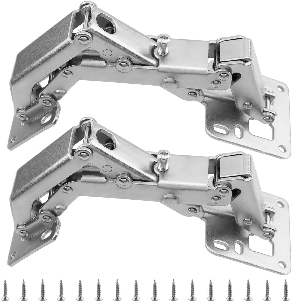2 stuks schroefscharnieren, 170° openingshoek, hydraulische scharnieren kastdeur, schroefscharnier van staal, meubelscharnieren met 16 schroeven voor keukenkast kledingkast