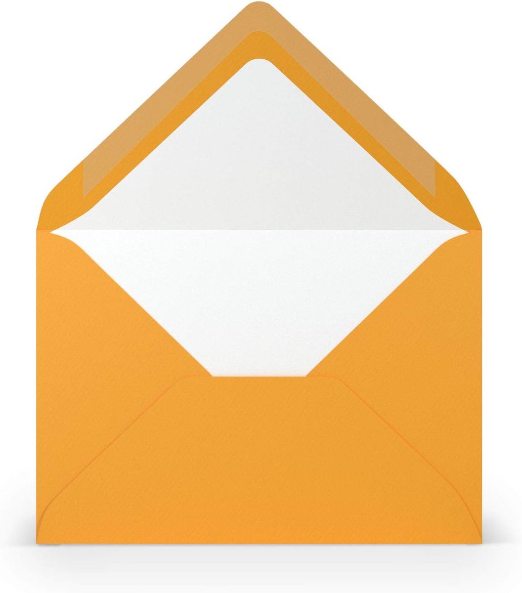 50 Briefumschläge Ocker gerippt Orange - 100 g/m² Kuvert Zonder venster 11,4 x 16,2 cm - Enveloppen met natte lijm ronde klep