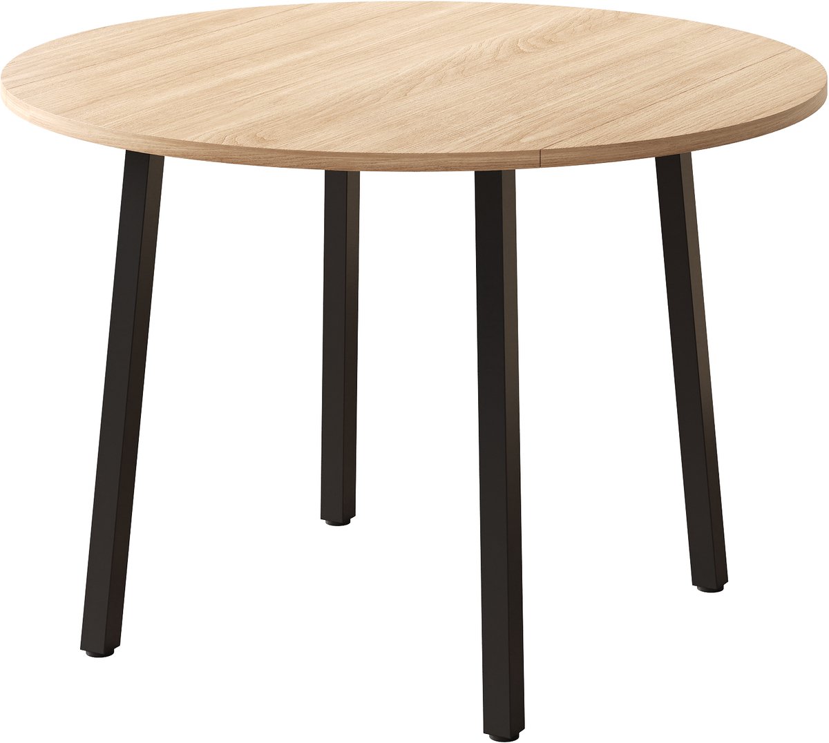 Klapbare eettafel - Ronde eettafel - Compacte tafel-MDF eettafel – Metalen poten – Inklapbaar – Stevig - Ruimtebesparend - Kleine ruimte - 100x100 cm- 2-4 personen-Eikenkleur