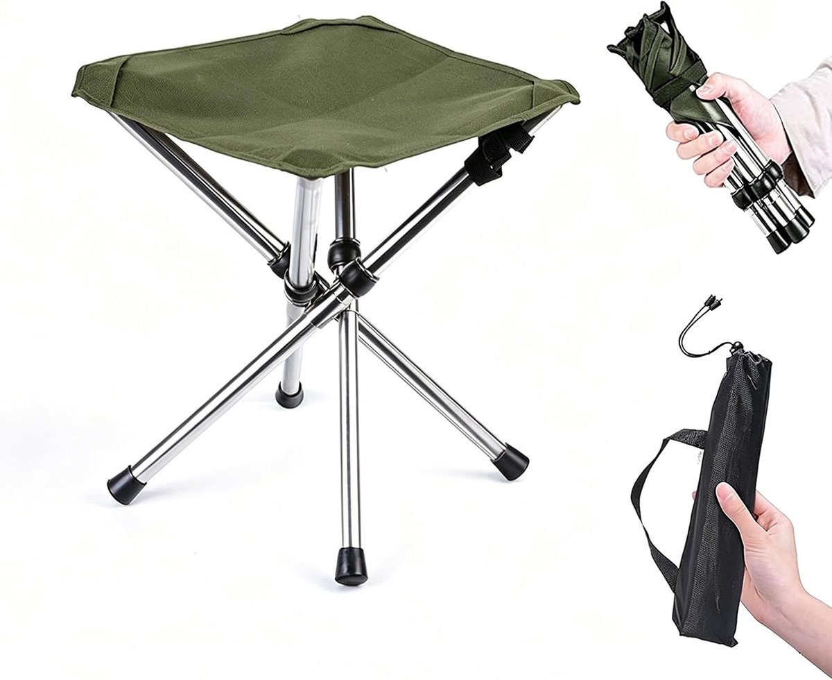 opvouwbare zitting, mini-klapstoel voor buiten, opvouwbare campingkruk, voor vissen, kamperen, reizen, wandelen (klein legergroen)