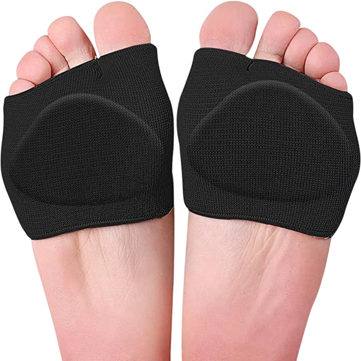 Siliconen Gel Inlegzolen voor Schoenen – Voorvoetkussens & Middenvoetkussens - Voetkussens tegen Voetpijn - Hallux Valgus Voetpads voor Dames en Heren - Zwart - Maat S